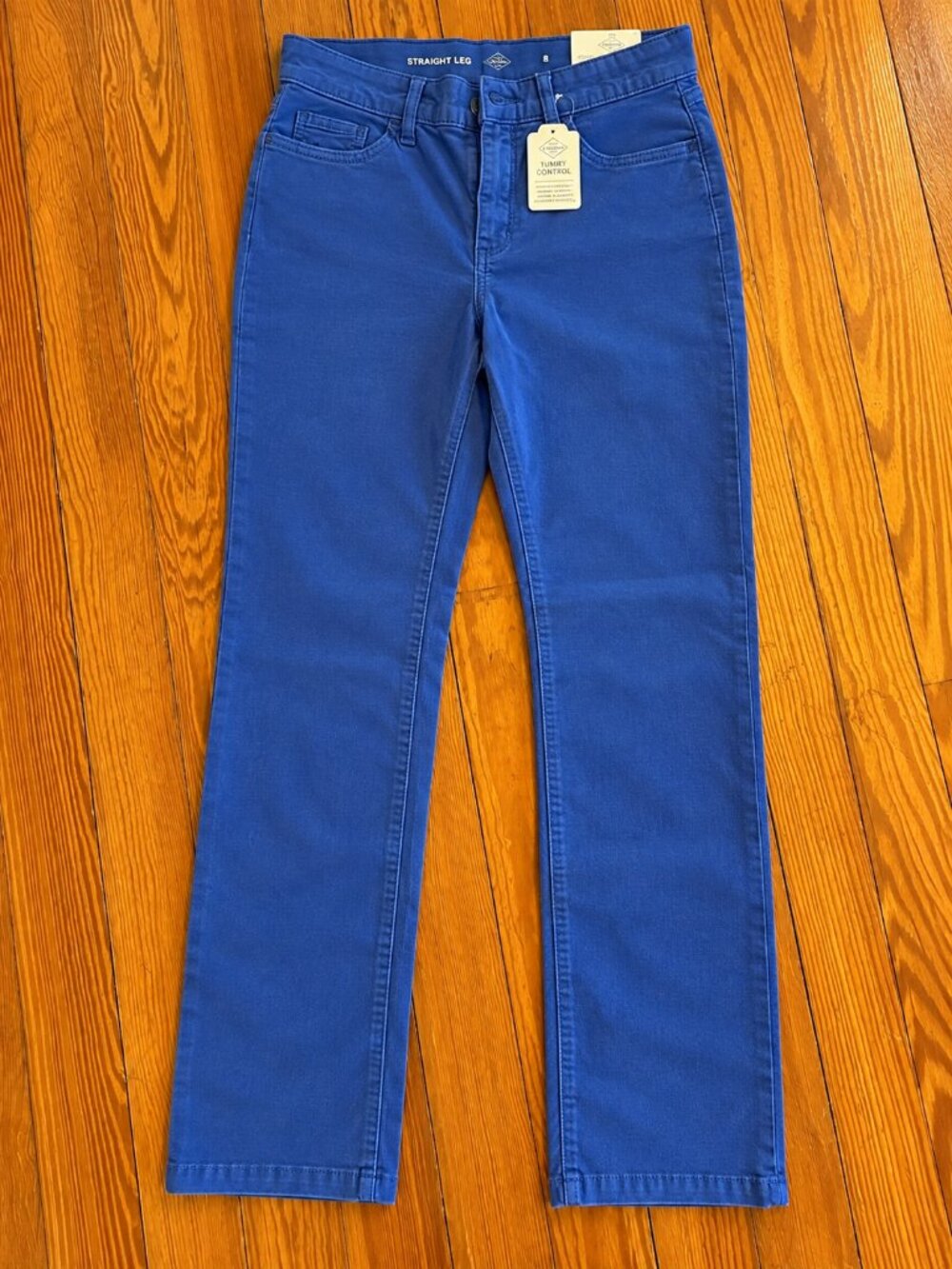 St. John's Bay Tummy Control Women’s Straight leg jean pants Royal Blue - size 8